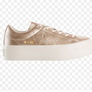 Converse Wmns One Star Platform Ox 'Light Gold Size 9.5